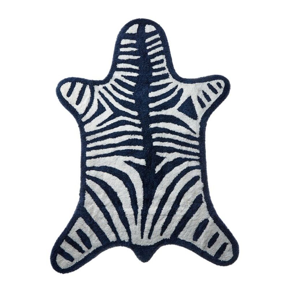 Jonathan Adler Reversible Zebra Bathmat, Navy